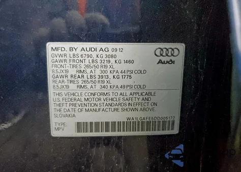 2013 Audi Q7 Premium Plus from USA, damaged, VIN WA1LGAFE5DD005172